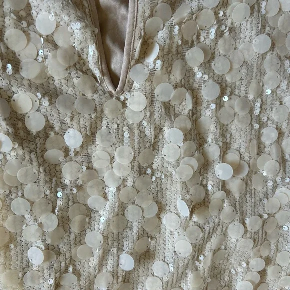 Cream Sequin Midi Dress NWOT - Picture 5 of 8